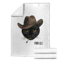 Funny Cowboy Cat Smoking Anti ICE Protest Meme Throw Blanket