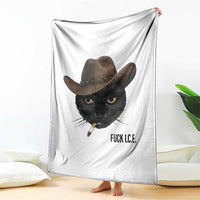 Funny Cowboy Cat Smoking Anti ICE Protest Meme Throw Blanket