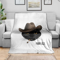 Funny Cowboy Cat Smoking Anti ICE Protest Meme Throw Blanket