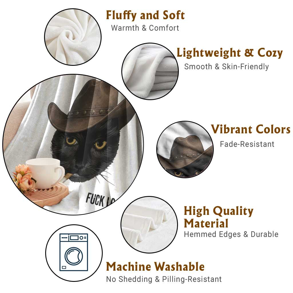 Funny Cowboy Cat Smoking Anti ICE Protest Meme Throw Blanket