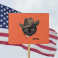 Funny Cowboy Cat Smoking Anti ICE Protest Meme Protest Sign