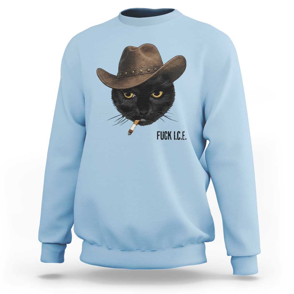 Funny Cowboy Cat Smoking Anti ICE Protest Meme Sweatshirt