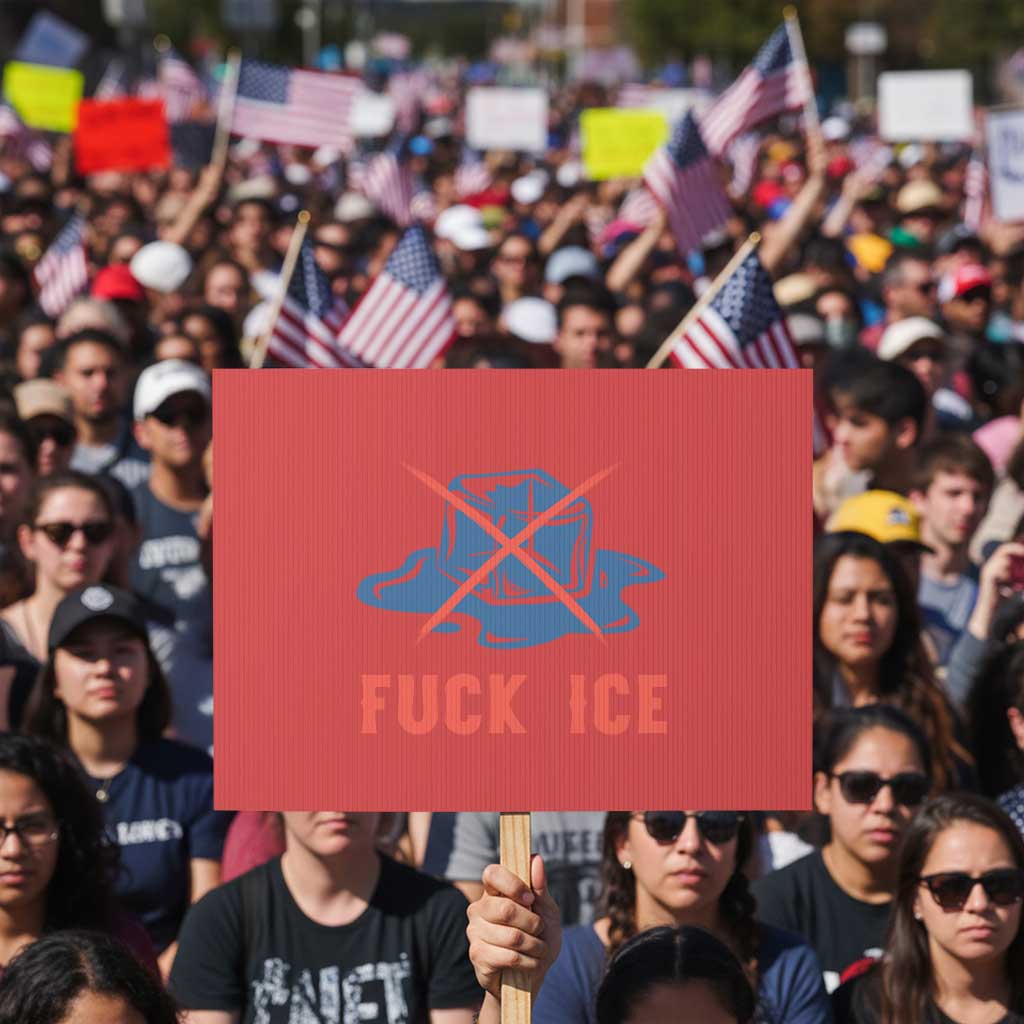 Ice Cube Anti ICE Immigration Human Rights Meme Protest Sign