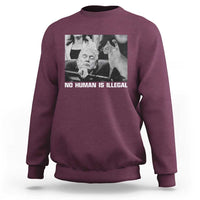 No Human Is Illegal Sweatshirt Funny Cat Anti ICE Meme