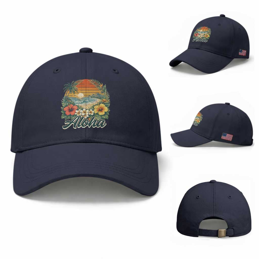 Aloha Hawaii Summer Baseball Cap Vintage Tropical Beach Graphic