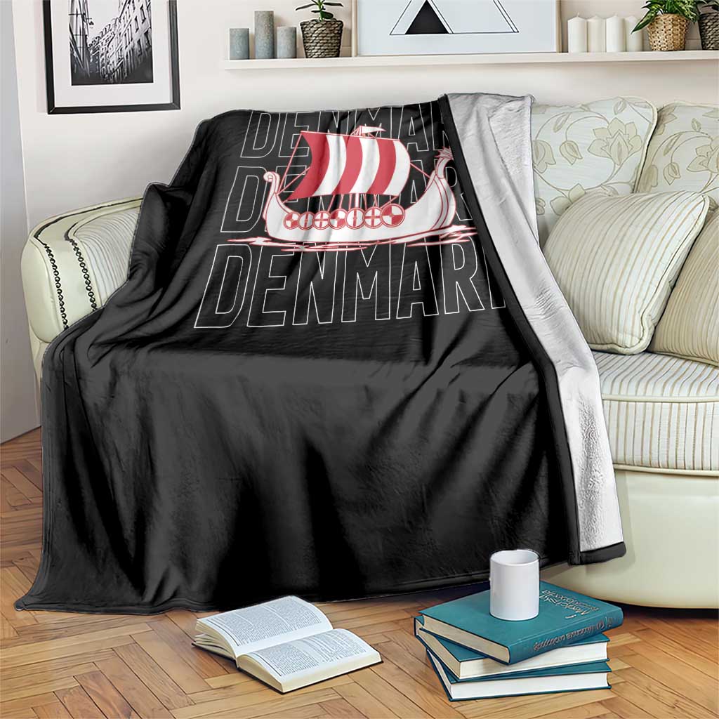 Denmark Flag Viking Ship Danes Danish Roots Dansk Denmark Throw Blanket