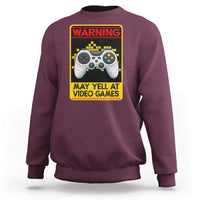 Funny Video Gamer Sweatshirt Warning May Yell At Video Games - Wonder Print Shop