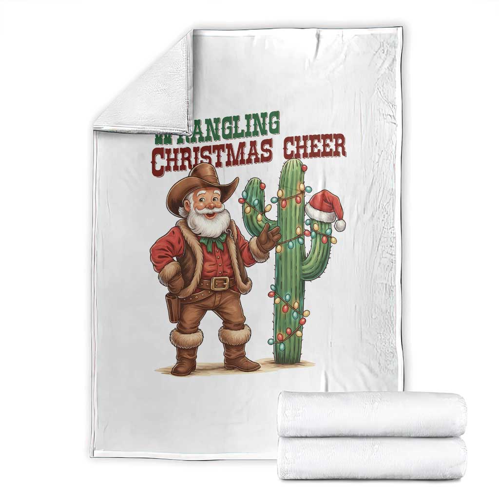 Funny Santa Cowboy Throw Blanket Wrangling Christmas Cheer - Wonder Print Shop