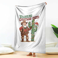 Funny Santa Cowboy Throw Blanket Wrangling Christmas Cheer - Wonder Print Shop