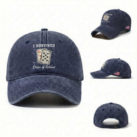 I Survived 67 Days Of School Washed Cotton Baseball Cap Playing Cards Meme