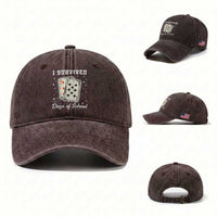 I Survived 67 Days Of School Washed Cotton Baseball Cap Playing Cards Meme
