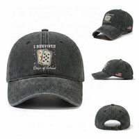 I Survived 67 Days Of School Washed Cotton Baseball Cap Playing Cards Meme