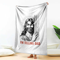 Funny Jesus Christian Meme Throw Blanket I Am Telling Dad