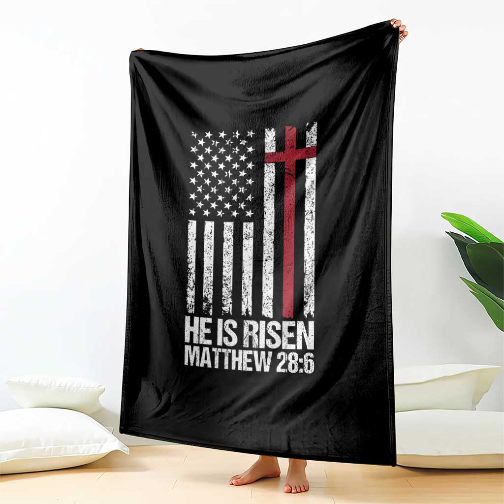 He Is Rise Throw Blanket Christian American Flag Easter Bible Verse