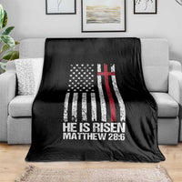He Is Rise Throw Blanket Christian American Flag Easter Bible Verse
