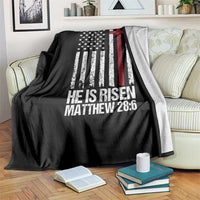 He Is Rise Throw Blanket Christian American Flag Easter Bible Verse