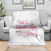 Striped One School Year Later Throw Blanket Funny Goose Teacher Summer