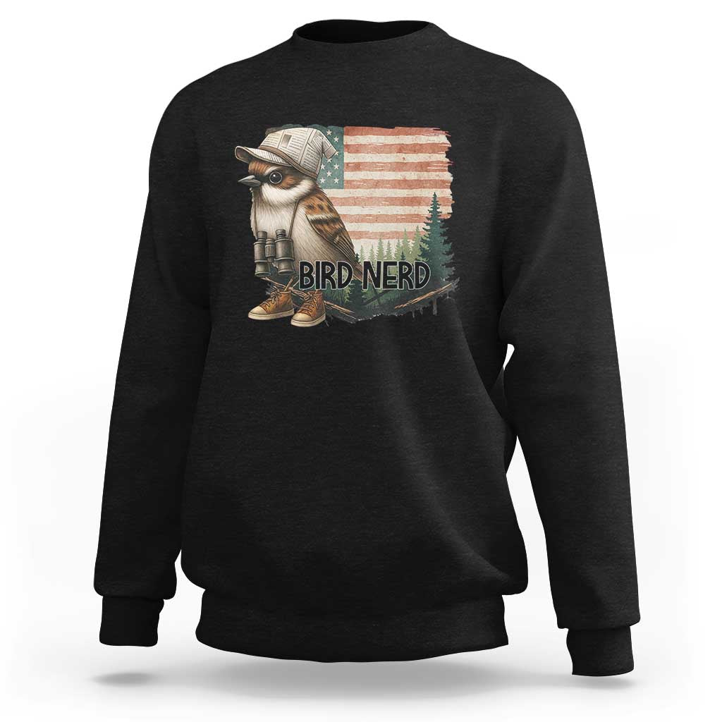 Bird Nerd Sweatshirt Funny Bird Watching Patriotic American Flag - Wonder Print Shop