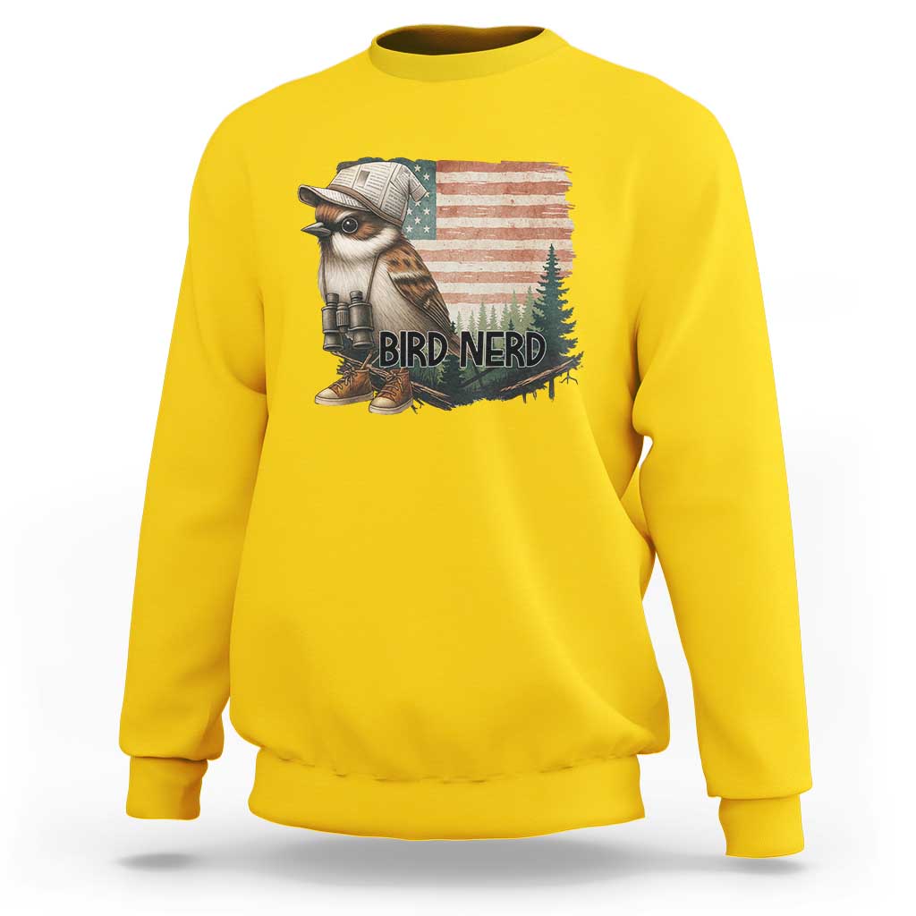 Bird Nerd Sweatshirt Funny Bird Watching Patriotic American Flag - Wonder Print Shop