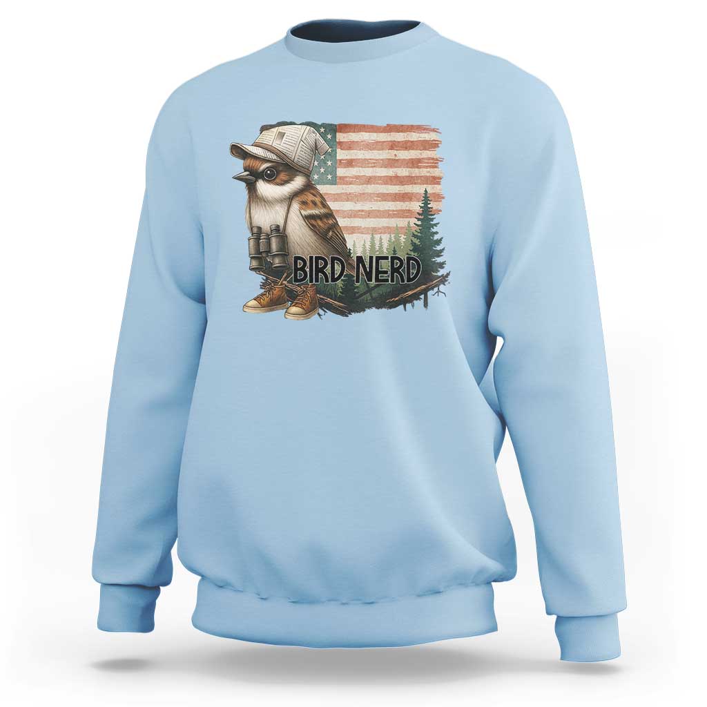 Bird Nerd Sweatshirt Funny Bird Watching Patriotic American Flag - Wonder Print Shop