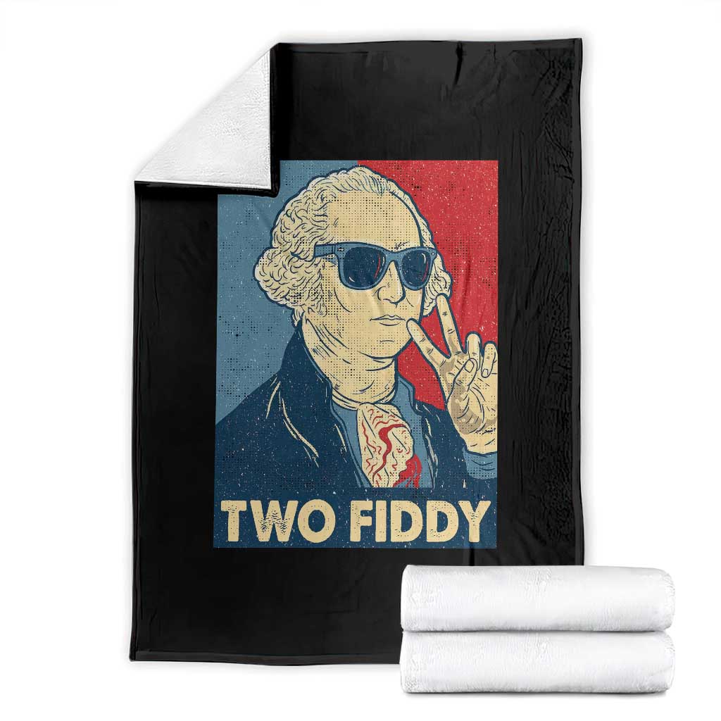 Two Fiddy George Washington 250th Anniversary Throw Blanket Funny 4th of July