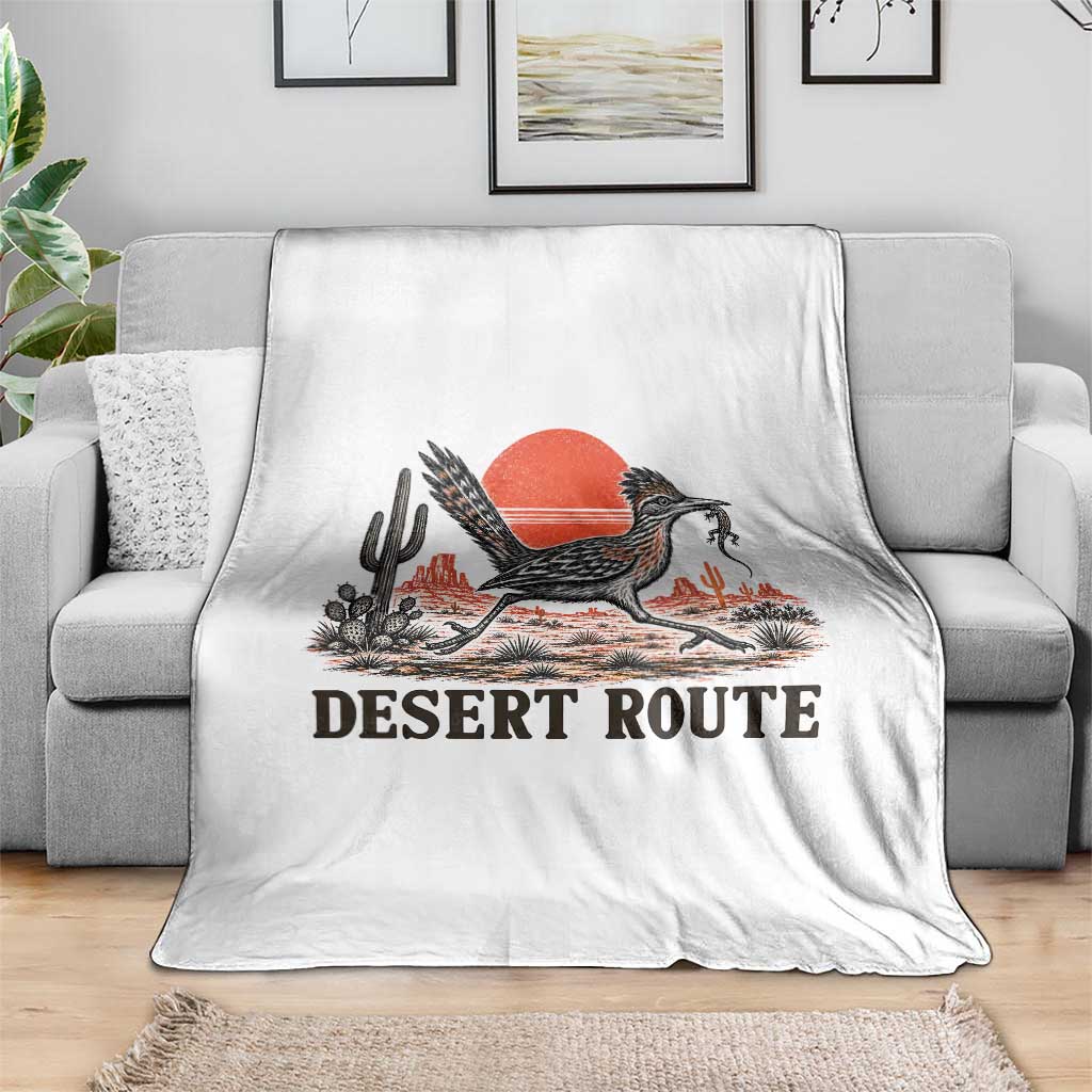 Arizona Roadrunner Bird Desert Landscape Cactus Throw Blanket