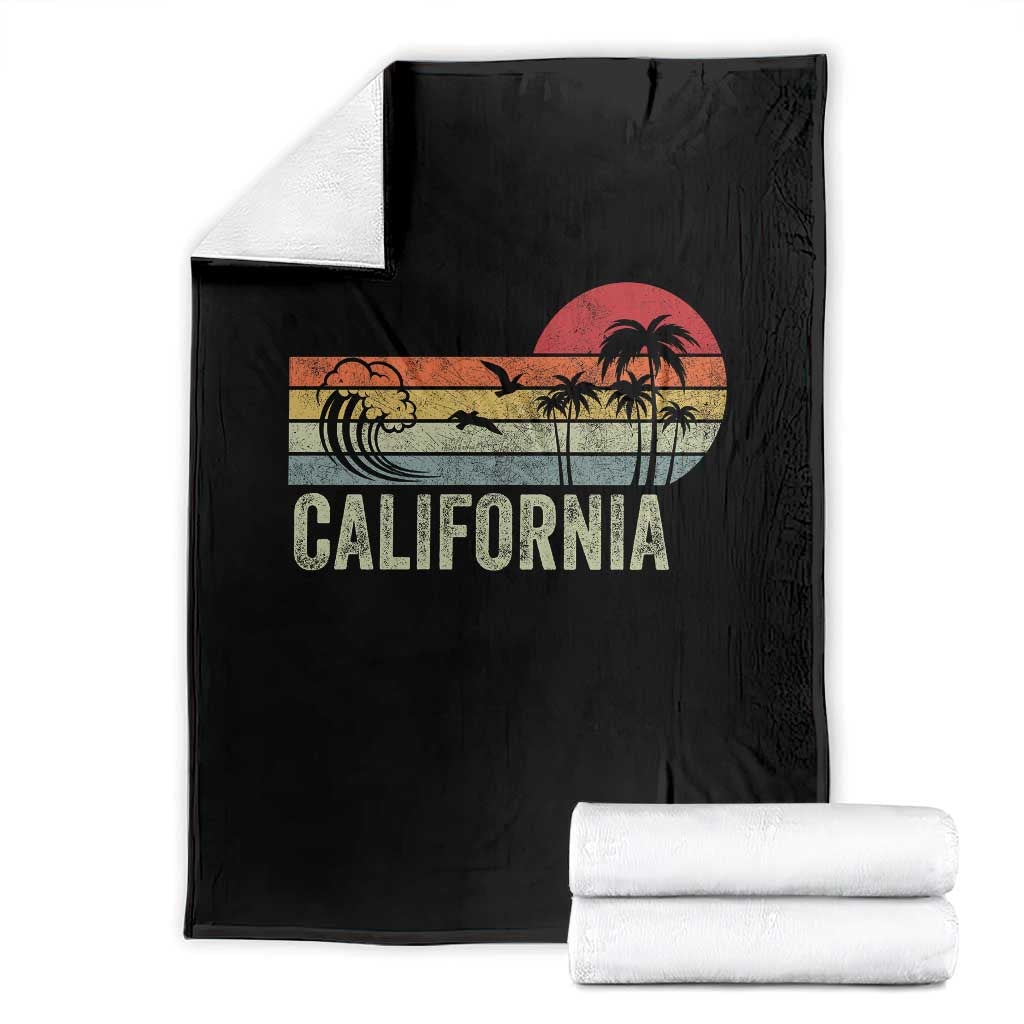 Retro California Beach Shirt, Vintage Cali Sunset Tee Throw Blanket
