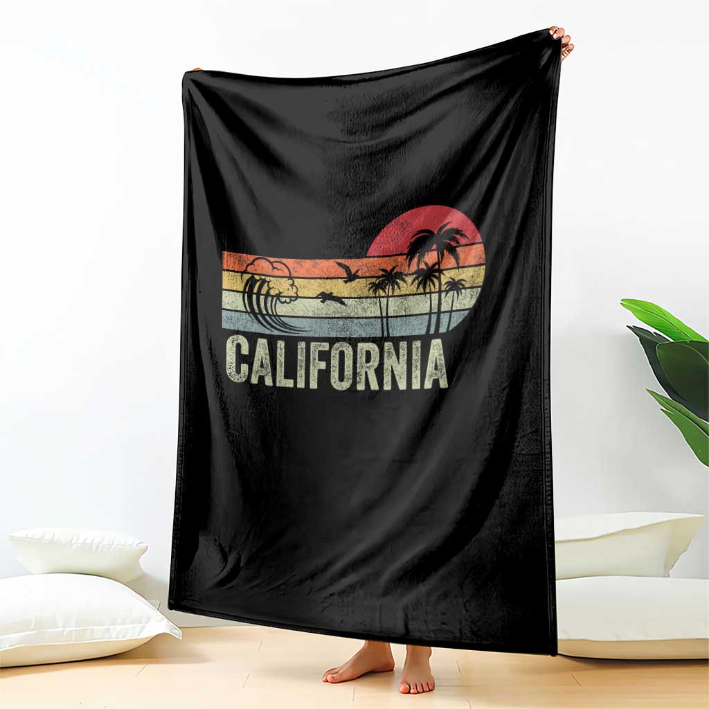 Retro California Beach Shirt, Vintage Cali Sunset Tee Throw Blanket