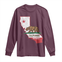 California Republic Cali Map Flag Distressed Style Long Sleeve Shirt