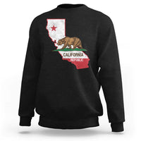 California Republic Cali Map Flag Distressed Style Sweatshirt