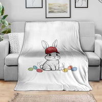 Funny Easter Bunny Wearing Hat American Throw Blanket
