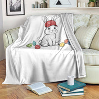 Funny Easter Bunny Wearing Hat American Throw Blanket