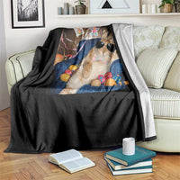 Funny Easter Bunny Sunglasses Graphic Throw Blanket