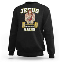 Funny Jesus Gym Sweatshirt Hallowed Be Thy Gains - Wonder Print Shop