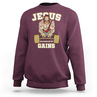 Funny Jesus Gym Sweatshirt Hallowed Be Thy Gains - Wonder Print Shop