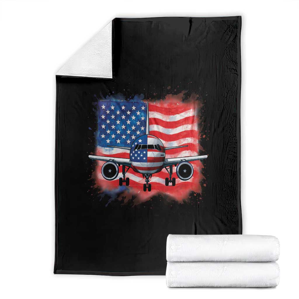 Pilot Airplane Patriotic American Flag Plane Aviation Throw Blanket - Wonder Print Shop