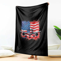 Pilot Airplane Patriotic American Flag Plane Aviation Throw Blanket - Wonder Print Shop