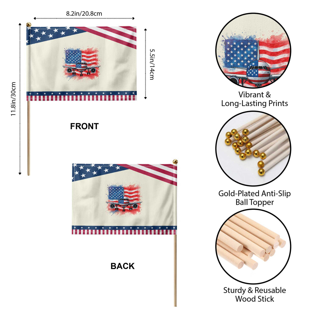 Pilot Airplane American Flag Plane Aviation Patriotic Handheld Flag