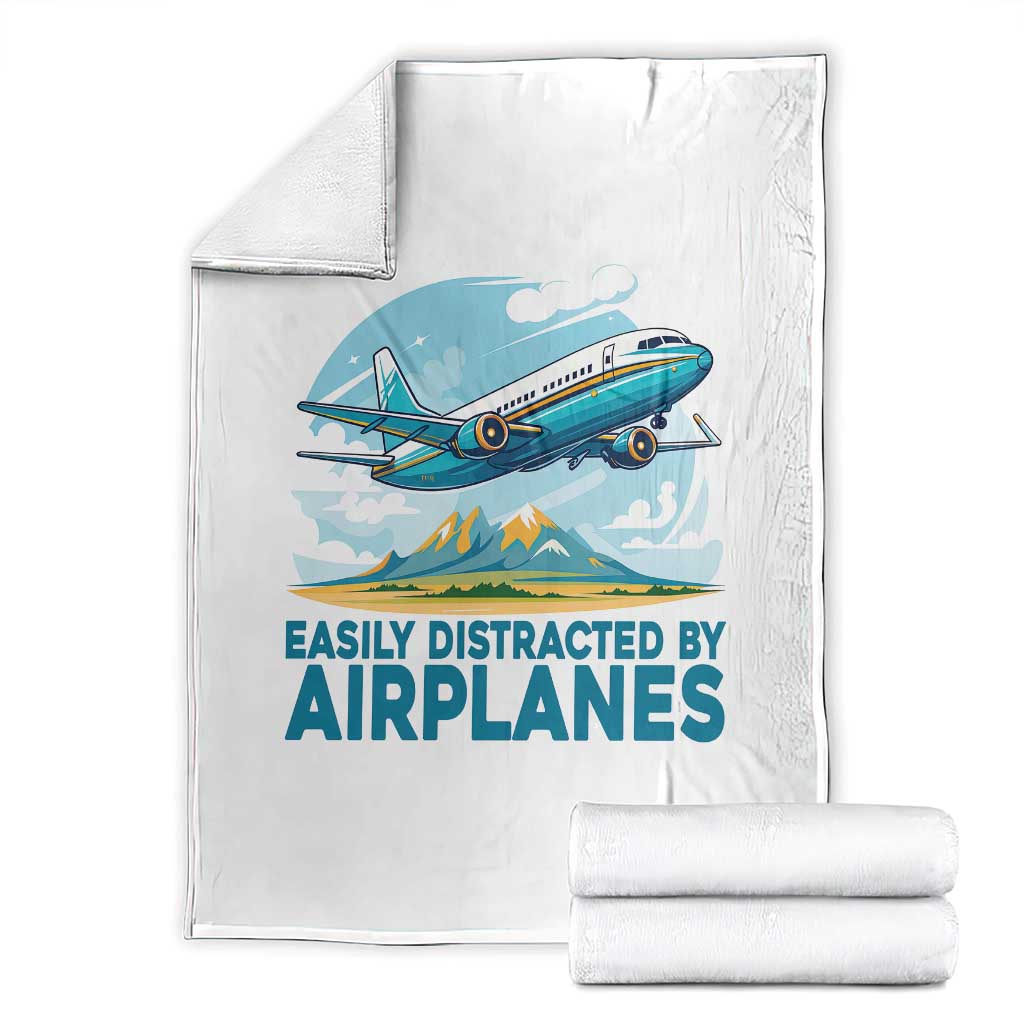 Funny Pilot Aviation Throw Blanket Easily Distracted By Airplanes Lover - Wonder Print Shop