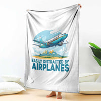 Funny Pilot Aviation Throw Blanket Easily Distracted By Airplanes Lover - Wonder Print Shop