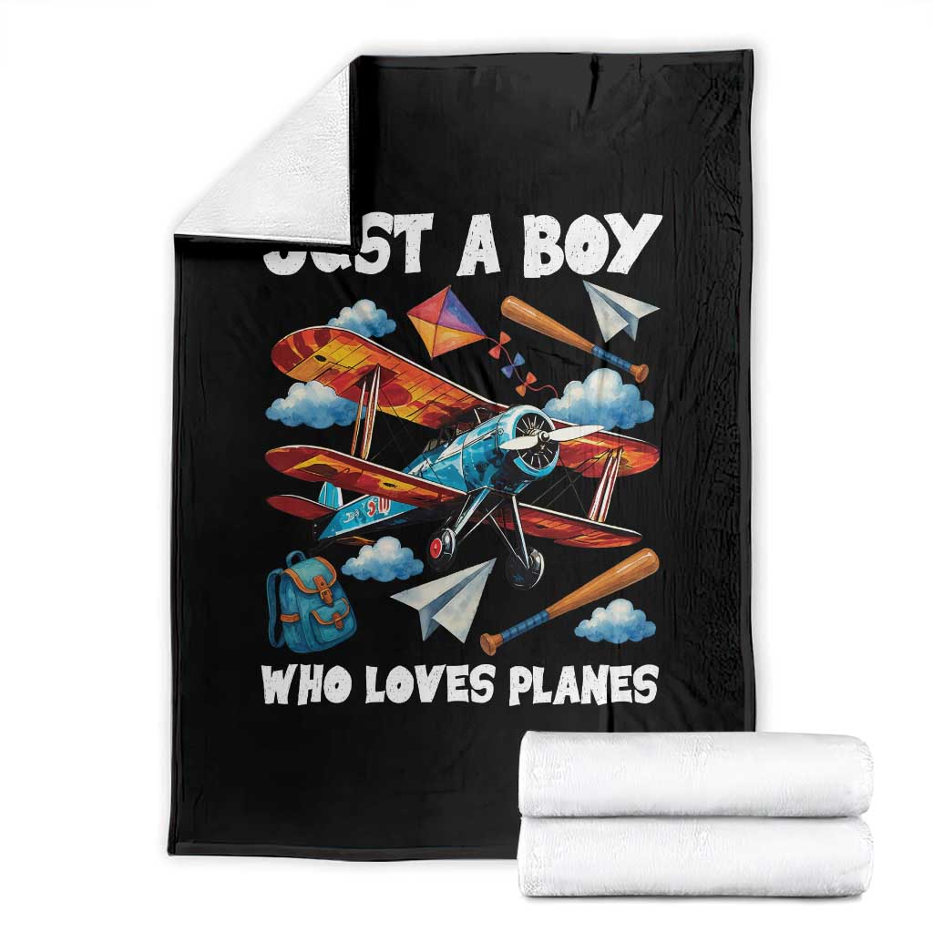 Funny Pilot Airplane Lovers Throw Blanket Just A Boy Who Loves Planes - Wonder Print Shop