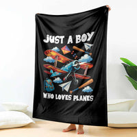 Funny Pilot Airplane Lovers Throw Blanket Just A Boy Who Loves Planes - Wonder Print Shop
