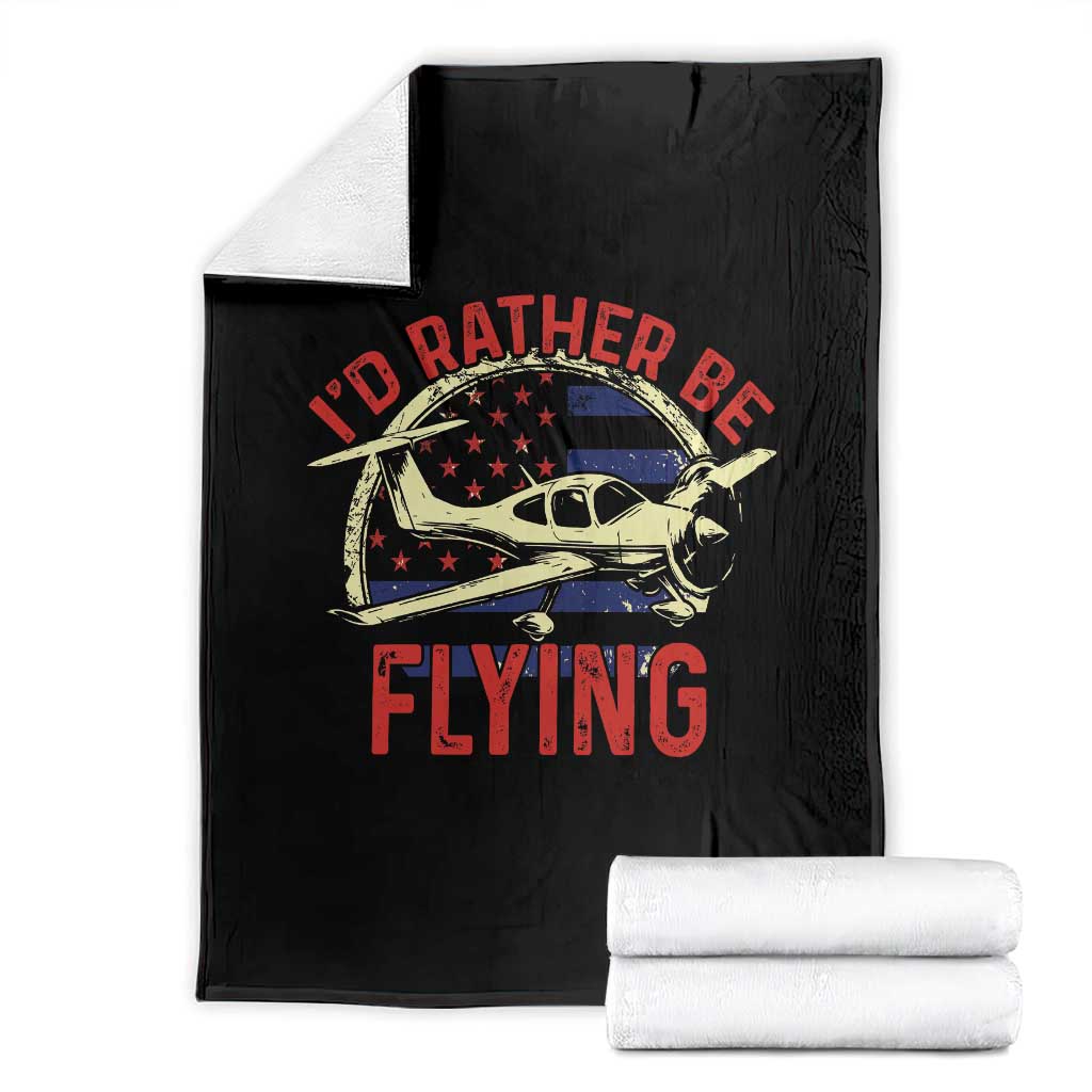 Funny Airplane Pilot Throw Blanket I'd Rather Be Flying - Wonder Print Shop