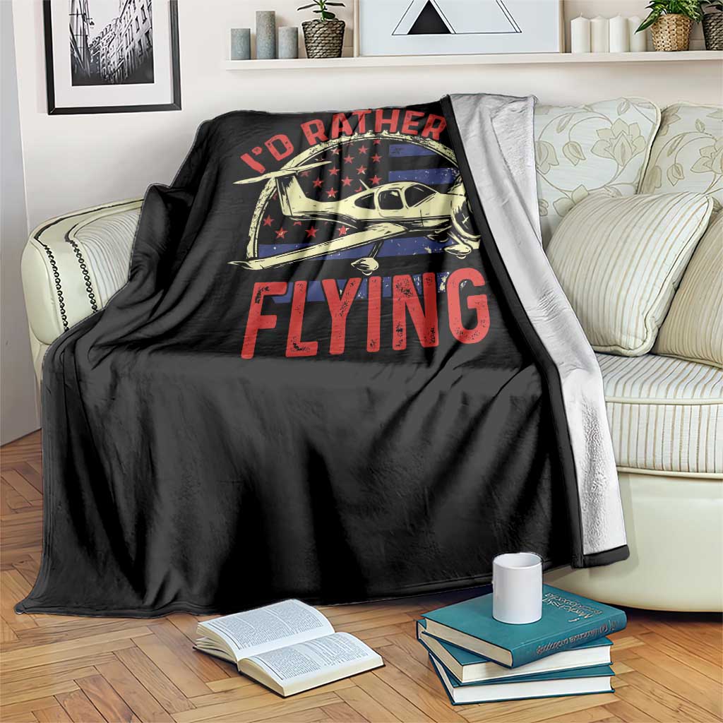 Funny Airplane Pilot Throw Blanket I'd Rather Be Flying - Wonder Print Shop