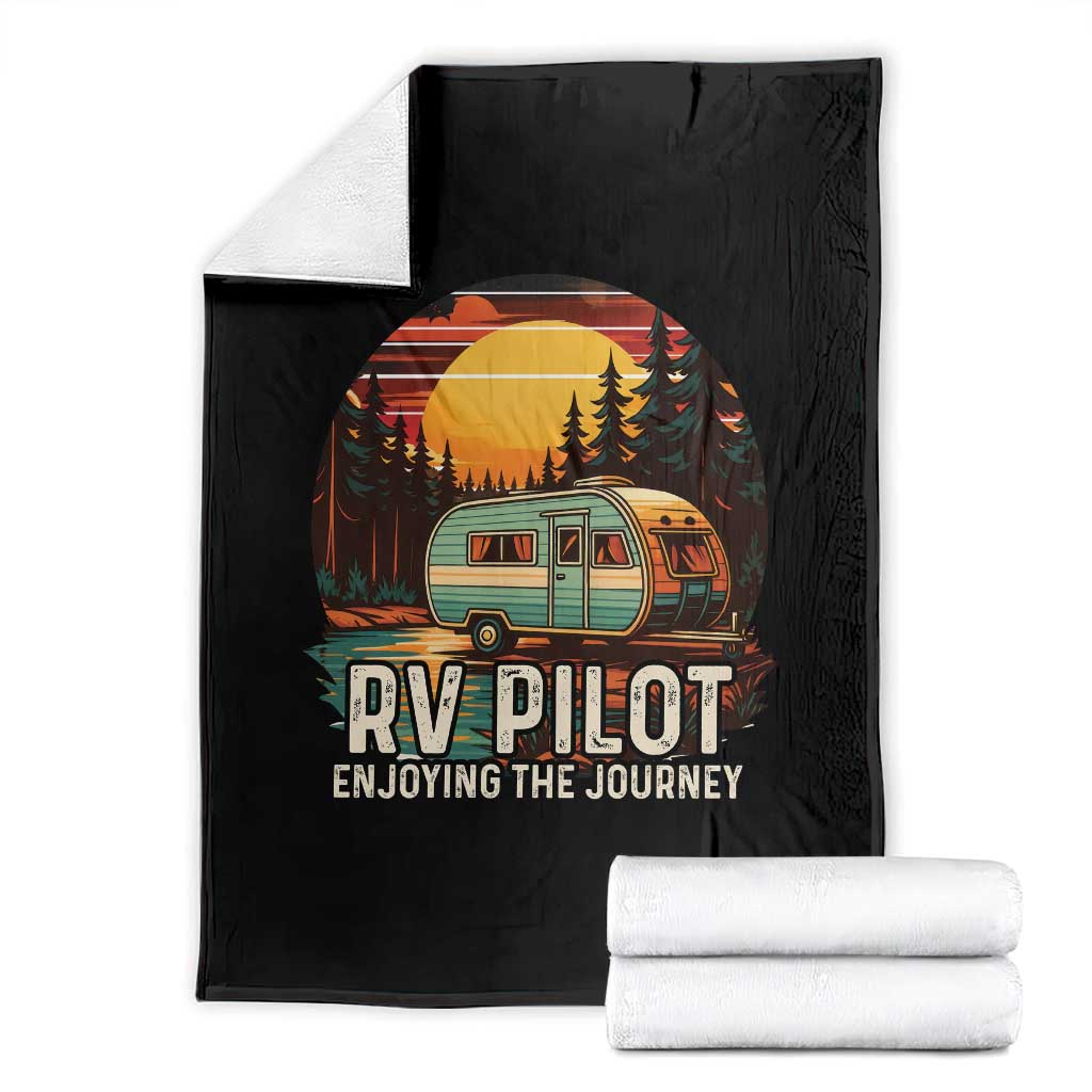 RV Pilot Enjoying The Journey Throw Blanket Funny Camping Lover - Wonder Print Shop
