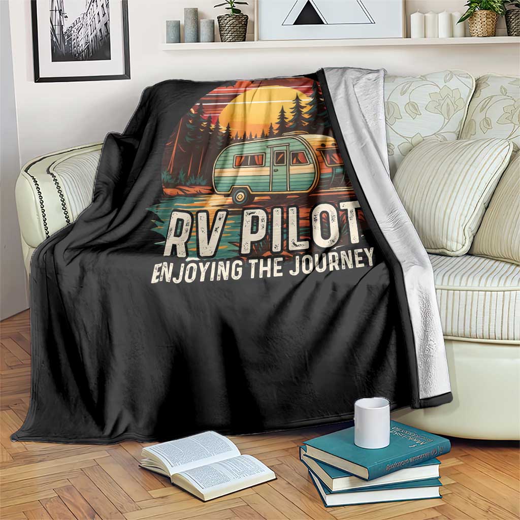 RV Pilot Enjoying The Journey Throw Blanket Funny Camping Lover - Wonder Print Shop