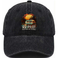RV Pilot Enjoying The Journey Washed Cotton Baseball Cap Funny Camping Lover
