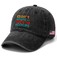 RV Camping Caravan Motorhome Washed Cotton Baseball Cap Just Here For The Hookups