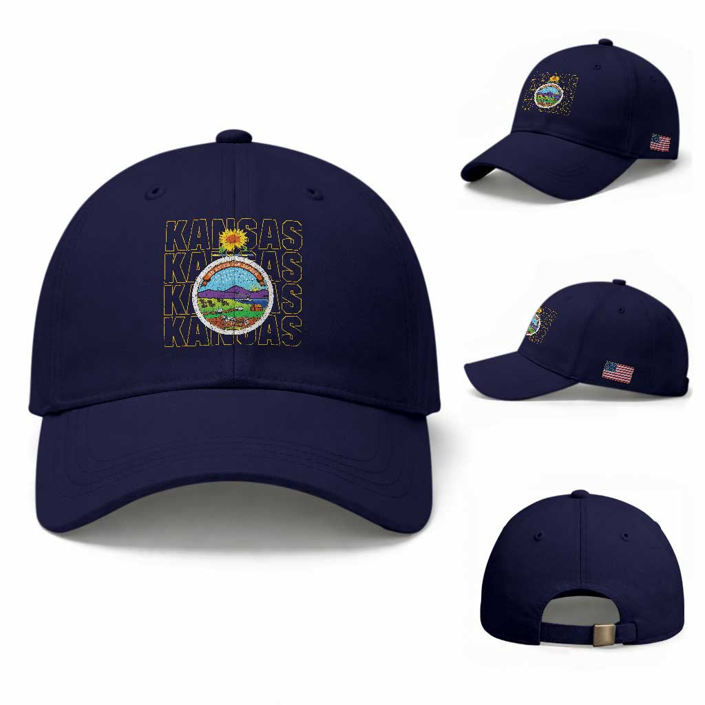 Retro Kansas Flag Vintage KS Souvenir Baseball Cap
