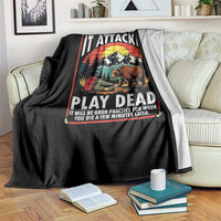 Funny Camping Hiking Sarcastic Throw Blanket Bear Attack Tip - Wonder Print Shop
